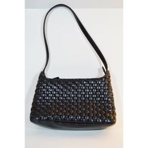 Y2K 90s baguette black braided faux leather purse NineWest